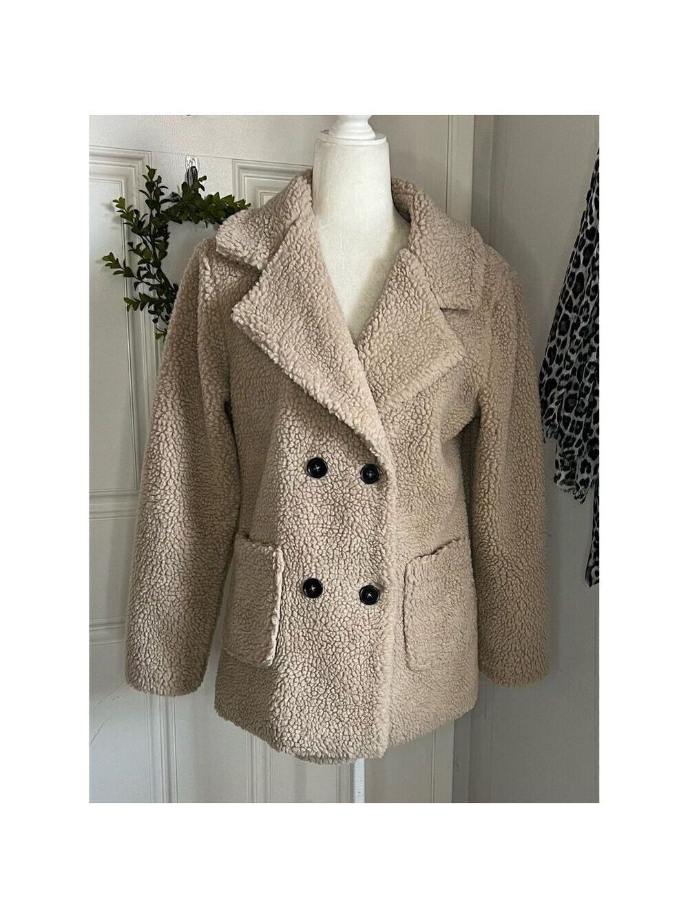Monnari Women’s Sherpa Double Breasted Coat (Sz Med)